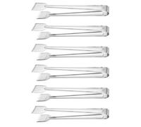 6 Piezas Pinzas de Acero Inoxidable, Pequeñas y Resistentes | Agarre Antideslizante y Preciso, Fáciles de Limpiar, Color Plata, para Ensalada, Cocina y Servicio