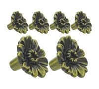 6 Piezas Pomo de Armario Vintage Crisantemo, Floral | Montaje Orificio, Cuerpo Sólido y Acabado Metálico, para Puertas y Muebles de Cocina