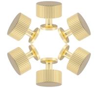 6 Piezas Pomo de Latón Dorado, Diseño Moderno Ergonómico | Acabado Pulido, Superficie Lisa, Actualización Decorativa, para Tocador, Cajones y Mueble Auxiliar