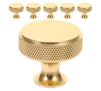 6 Piezas Pomos Redondos Dorados para Armario Orificio, Metal | Acabado Dorado Sólido, Diseño Minimalista Contemporáneo, para Armarios y Tocadores, Suave
