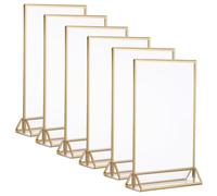 6 Piezas Porta Letreros de Mesa Acrílico 4x6 Pulgadas Dorado