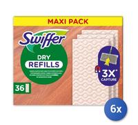 6x Paquete Swiffer Pañuelos De Repuesto Seco Madera Honey X 36