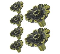 6 Piezas Tirador de Armario de Crisantemo Vintage | Montaje Orificio, Cuerpo Sólido y Pesado, Acabado Metálico Resistente, para Cajones y Muebles Pequeños