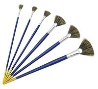 6 Pinceles Abanico Cerdas de Jabalí para Pintura Oleo/Acrilica/Acuarela Profesional, LEA-SHALL Pincel Ventilador Acrilico con Mango Largo de Madera Set Artist Pelo Natural Calidad