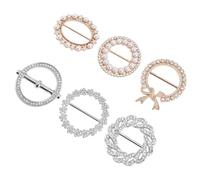 6 Pinzas Metálicas Redondas para Bufandas y Camisetas, Anillos Elegantes Superficie Lisa y Detalles en Pedrería, Accesorios Chic para Ropa de Mujer