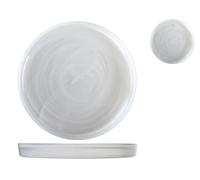 6 Platos Fondos H&H de Vidrio Modelo Alabastro Blancos Cm28x Altura 3