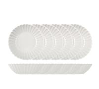 6 Platos Fondos Lotus De Cerámica Blanca De 18 Cm. Platos Con Forma Y Textura