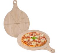 6 platos para pizza, bambú, diámetro 33 cm, bandeja para servir pizza, flammkuchen, queso, bandeja redonda, color natural