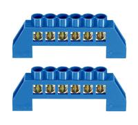 6 posiciones, bloque de terminales azul, barra colectora, barra de puesta a tierra de latón con sujeciones roscadas para caja eléctrica (2 piezas)