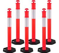 6 postes delimitadores de tráfico, 1140 mm, conos de seguridad vial con base pesada