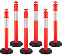 6 postes delimitadores de tráfico, 1140 mm, conos de seguridad vial con base rellenable