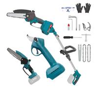 6 Pulgadas Mini Motosierra Telescopica & 25 mm Tijeras de Podar Eléctricas, 4 en 1 Kit de Herramientas de Jardín Compatible con baterías Makita de 18 V, Altura Ajustable 4.2m, Para Jardín y Huerto