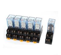 6 relés de potencia DPDT CA 110/120 V 8 pines con casquillo, electromagnético para relé para riel DIN de 35 mm, control de automatización industrial