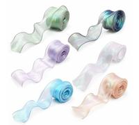 6 rollos de cinta de organza iridiscente de 40 mm x 9 m