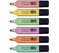 Q-CONNECT Rotulador fluorescente pastel KF17963 punta biselada estuche 6 unidades colores surtidos