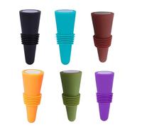 6 selladores de silicona para botellas de vino, tapones multiusos para bebidas con sello roscado, accesorios para conservas de bebidas