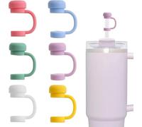 6 tapas para pajita para accesorios Stanley Cup - Tapas de pajita de silicona a prueba de polvo en 6 colores diferentes, accesorios para pajitas de 10 mm, reutilizables, compatibles con vasos Stanley