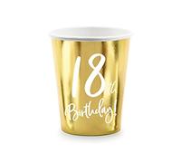 6 tazas de papel dorado para fiesta de 18 cumpleaños