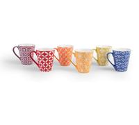 6 tazas de porcelana, colección "Brunch Time", 275 ml, de varios colores