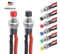 6 uds Mini interruptores de botón momentáneos redondos de 7mm PBS-110 1A/250V 3A125V AC 1NO con cable de 20cm Amarillo