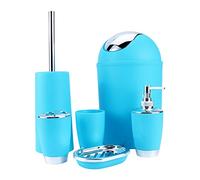 6 Unids/Set Accesorios de Baño Dispensador de de Jabón Contenedor de Residuos Soporte para Cepillo de Dientes Azul