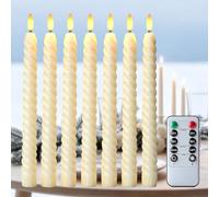 6 velas LED con función de temporizador, velas LED de cera auténtica con mando a distancia, funciona con pilas, para Halloween, Navidad, bodas, fiestas y decoración de habitaciones (2 x 25 cm)