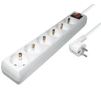 6-way power strip cee 7/7 plug with switch, illuminated, 1,4 m, white