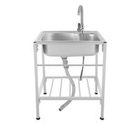 60 kg de capacidad de carga independiente, fregadero de cocina independiente, de acero inoxidable 304, grifo caliente y frío, giratorio 360°, patas de PVC de altura ajustable, montaje para hogar y