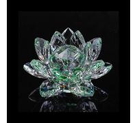 60 mm-200 mm Fengshui Crystal Lotus Flower Crafts Glass pisapapeles Adornos Figurines Home Wedding Party Decor Regalos Souvenir, Verde, 80 mm