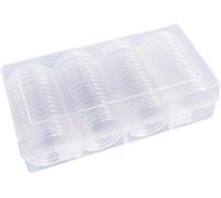 60 Monedas Plata 40 mm, Estuche para Monedas, Porta Monedas, Recipiente Almacenamiento con Caja Organizadora Almacenamiento para Suministros Colección Monedas