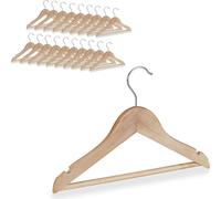 60 perchas para ropa infantil en un set, con barra para pantalones, ideales para camisas, giratorias 360 grados, para niñas, niños y bebés, de madera, color natural