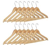 60 perchas para ropa, perchas para pantalones de madera, perchas para armario, ganchos giratorios de 360°, dimensiones (alto x ancho): 22,5 x 44,5 cm, perchas de madera, color natural/plateado