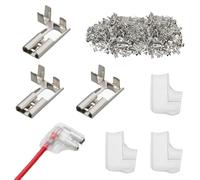 60 terminales de cable, conector plano, 4,8 mm, ángulo de 90°, con 60 casquillos planos aislados, terminales de crimpado, terminales de crimpado, manguito plano retráctil, para dispositivos