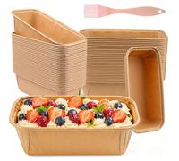 60 Unidades Moldes de Papel para Bizcocho 15,5 x 5,4 x 5,3 cm, Mini Moldes Rectangulares de Papel con Pincel de Silicona, Moldes para Pan Pastel Postre, M-oldes para Horno y Freidora de Aire