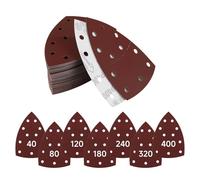 63 unidades de papel de lija triangular, hojas de lija de 11 agujeros, almohadillas de lijado con velcro para Bosch, Mouse para lijadora triangular, grano 40/80/120/180/240/320/400