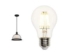 63369 Lámpara de techo de una sola luz para interiores, acabado en bronce aceitado y vidrio escarchado con bombilla LED incluida.