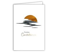 64-1093 Tarjeta de condolencias condolencias atardecer cobre sobre el agua ilustración fina y delicada sobre papel mate para escritura interior -Con sobre blanco formato 12 x 17,5 cm -Fabricado en
