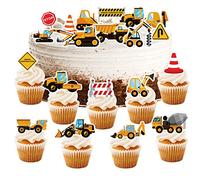 64 piezas de excavadora comestible, decoración para tartas, decoración de tartas, decoración para niños, excavadora, decoración para tartas, decoración para tartas, decoración para niños