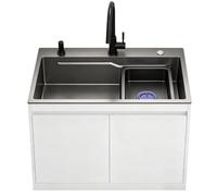 68/80cm Fregadero Independiente Inox Exterior con Armario, Industrial
