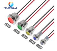 6mm 8mm 10mm 12mm 14mm 16mm 19mm 22mm luz indicadora de advertencia LED de Metal impermeable IP65 lámpara de señal interruptor de cables piloto 3/12/24V BLANCO 6mm 12-24V