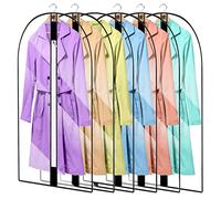 6Piezas Fundas de Ropa, 60CMX100CM Transparente Bolsa de Ropa A Prueba de Polvo, Impermeables y con Humedad, Funda Abrigo Ropa Trajes Lavable y Diseño de Cremallera para Vestidos de Fiesta Abrigos