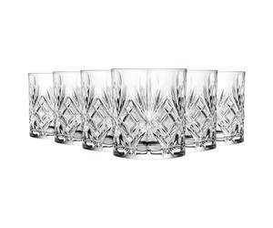 6x 240ml Melodia Vasos de Whisky - Cristal Tallado Whiskey Ron Vodka Ginebra Escocés Anticuado Cóctel Bebiendo Vaso Set de Regalo - Por RCR Crystal