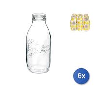 6X Bormioli Rocco Botellas De Jugo 4 Estaciones 1 LT Vidrio Transparente