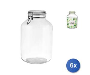 6x Bormioli Rocco Tarros De Vidrio Fido Con Tapa Hermética 5 L