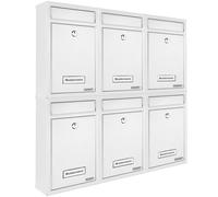 Deuba 6X Buzones de Correo Acero Sistema Buzón Pared Exterior 2 Llaves Ventana Placa Nombre Blanco