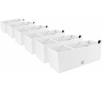 6x Caja de balcón Caja de flores Aspecto de ratán Maceta Macetero Blanco PAFEN