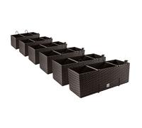 6x Caja de balcón Caja de flores Aspecto de ratán Maceta Macetero Marrón Gancho