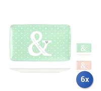 6x H&h You&me Bandejas Nueva Porcelana De Hueso 21x13cm