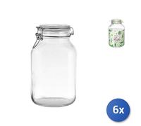 6X Jarras De Vidrio Fido Con Tapa Hermética Transparente Cc4000 Bormioli Rocco