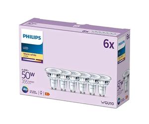 6x Philips LEDClassic 4.6W (50W) GU10 WW 36D ND 8719514452527